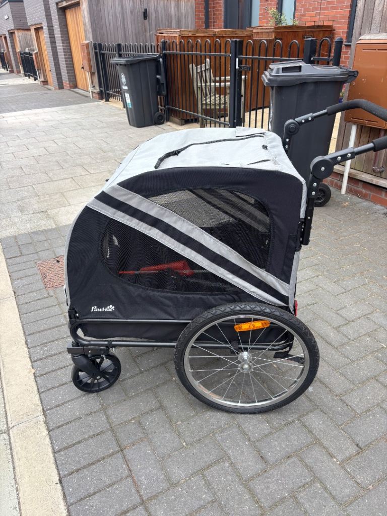 PawHut 2-In-1 Pet Bike Trailer Dog Stroller Pushchair 