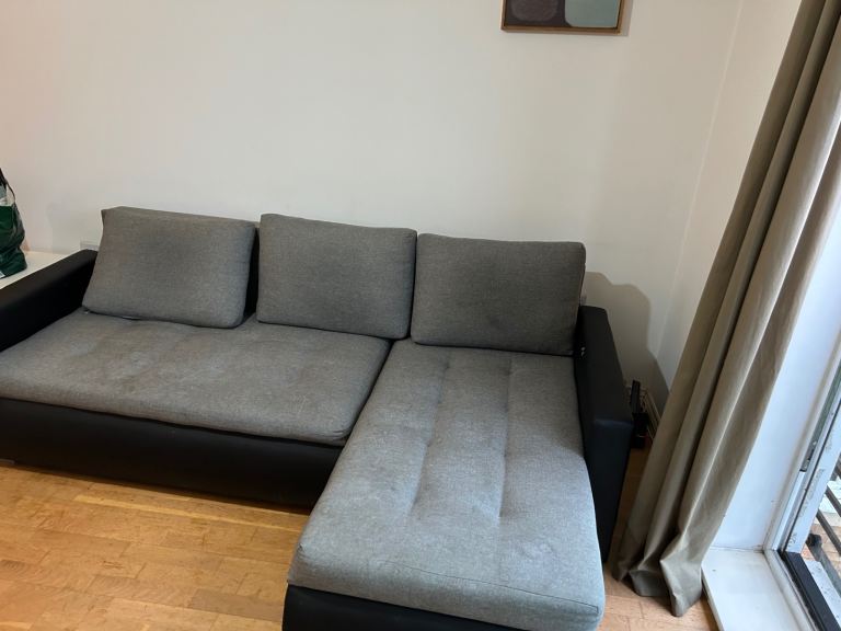 Sofa Bed Grey Black L Shape
