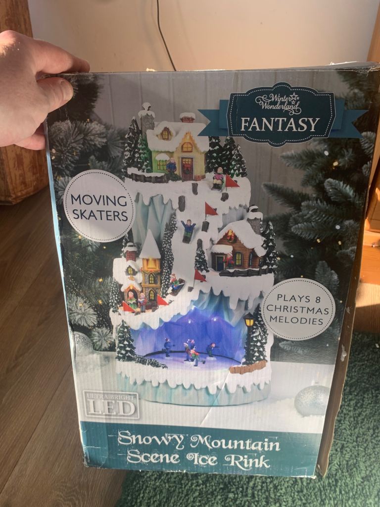  Snowy mountain ice rink Christmas decoration 