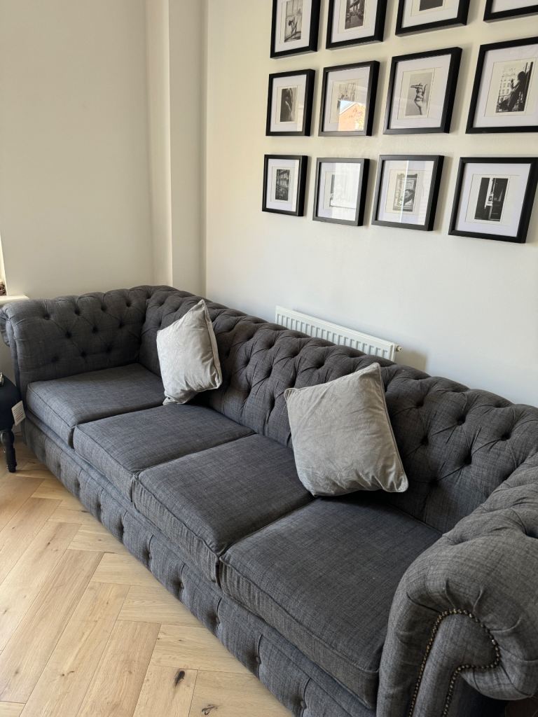 Grey Chesterfield sofa 