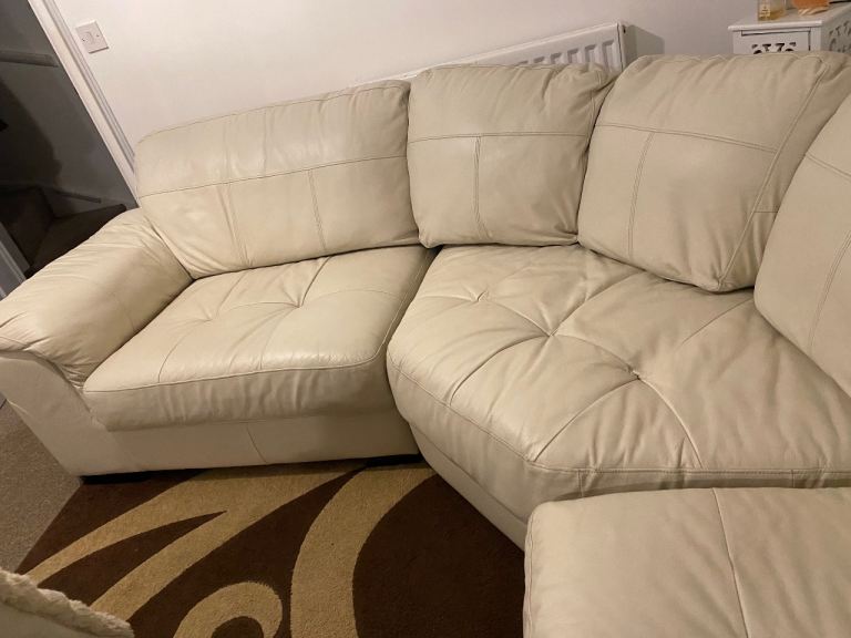 Cream corner leather sofa 