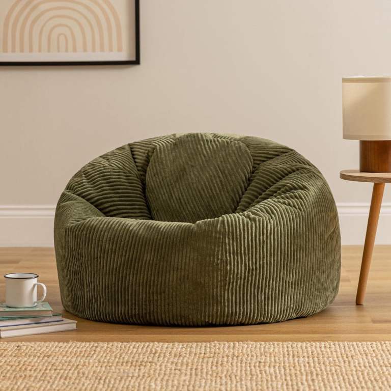 Cosy Green Corduroy Bean Bag Chair – As Good As New
