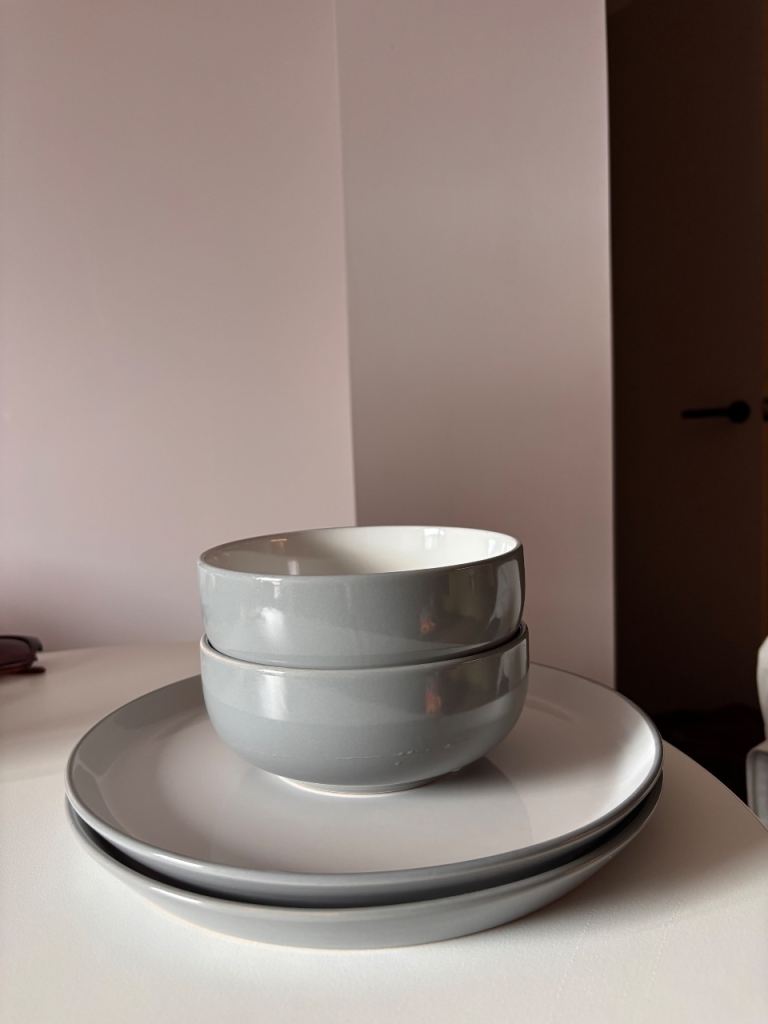 Grey Plates & Bowls Set – Cheap Student Kitchen Set