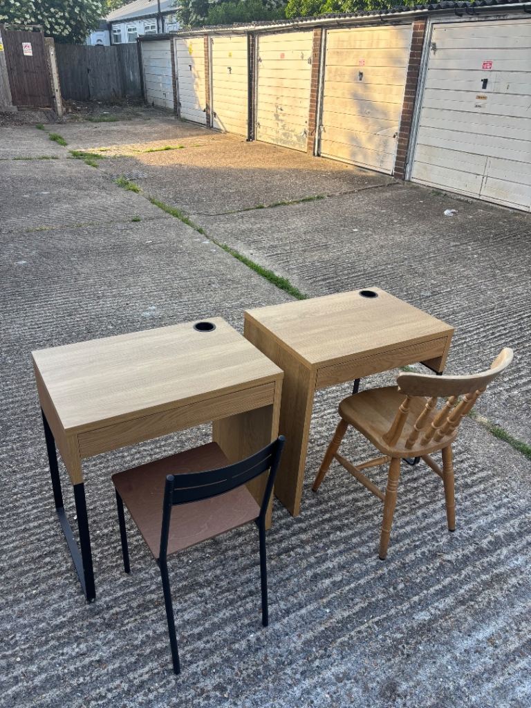 Pair of Wooden Desks with Chairs – Good Condition