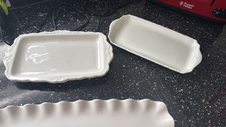 Lovely White Ceramic Serving Platters/Trays - Good Condition