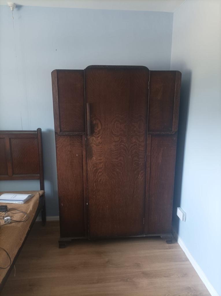Vintage Wooden Wardrobe – Brown, Fair Condition