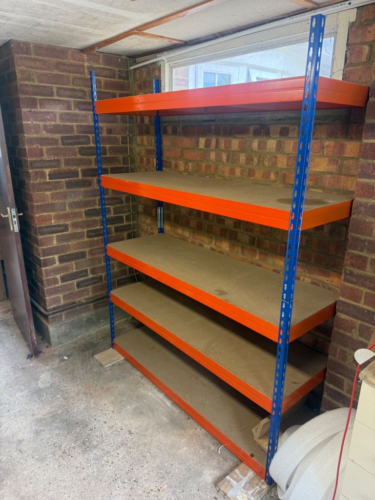 Industrial Style Metal Shelving Unit with 4 Levels – Good Condition