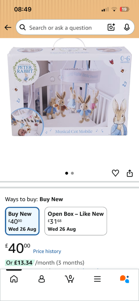 Peter Rabbit cot mobile 
