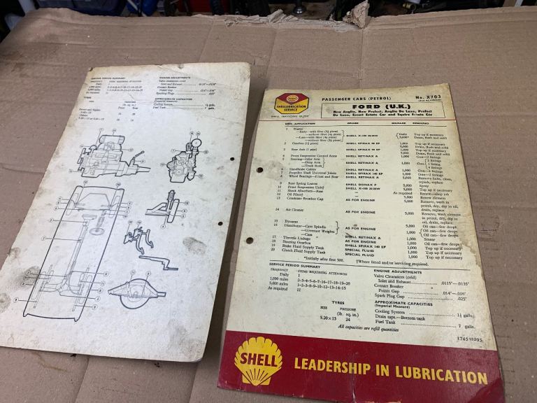Ford 100 e vintage service garage charts . 