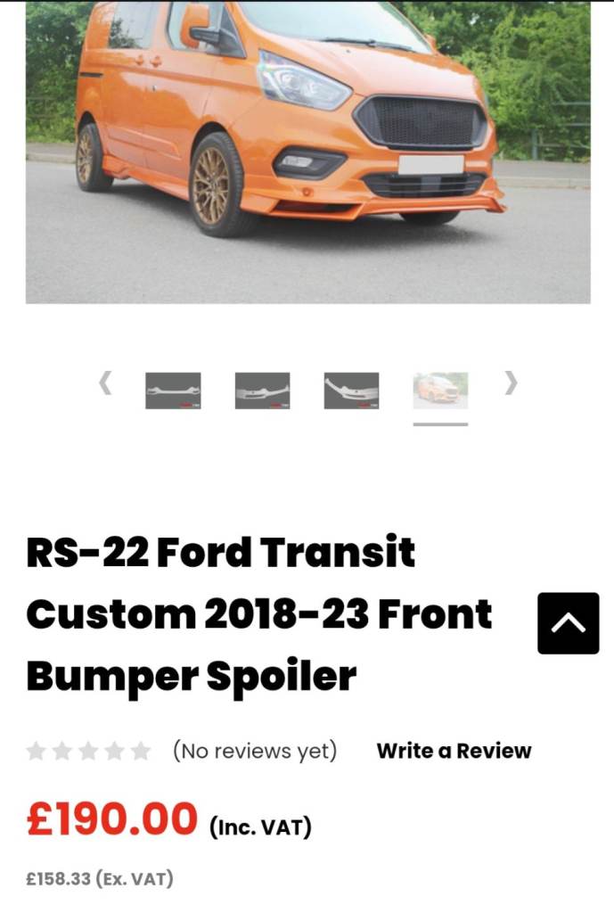  Ford Transit Custom 2018-23 Front Bumper Spoiler splitter brand new in box