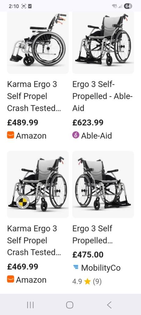 WHEELCHAIR QUALITY MADE, MODEL KARMA ERGO, STILL AVAILABLE 25/7/26, 