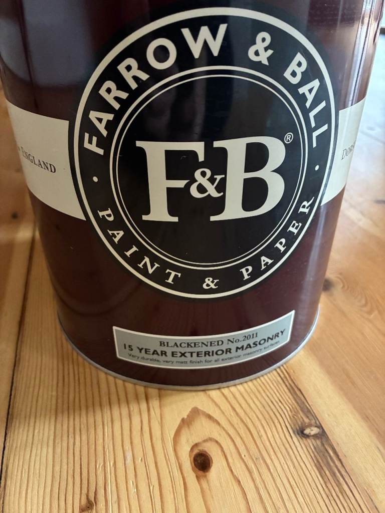 Farrow and Ball Exterior Masonry Paint – Brand New – Colour: Blackened – 5 litres 