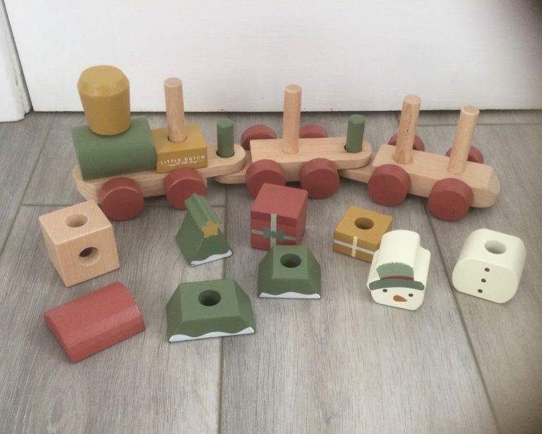 Little Dutch Wooden Christmas Train toy toddler play hand eye coordination quality item