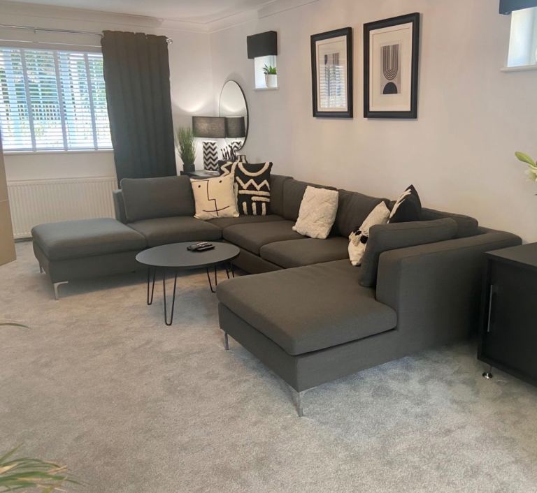 Large Grey Corner Sofa – Good Condition
