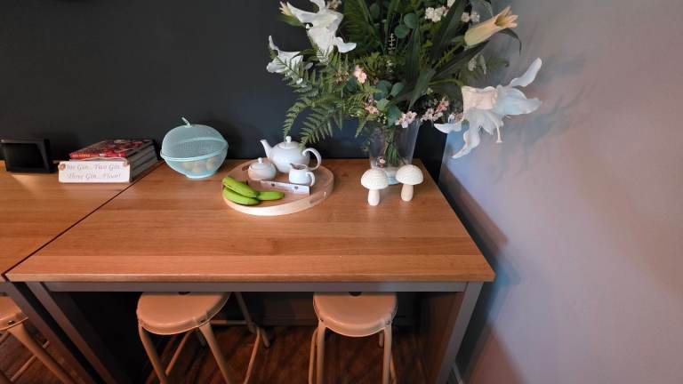 Two Ikea Kitchen Island with Four Stools