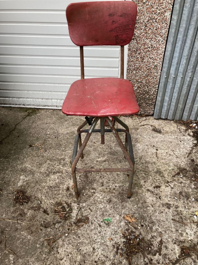 Red Industrial Stool / Workshop Chair - Fair Condition