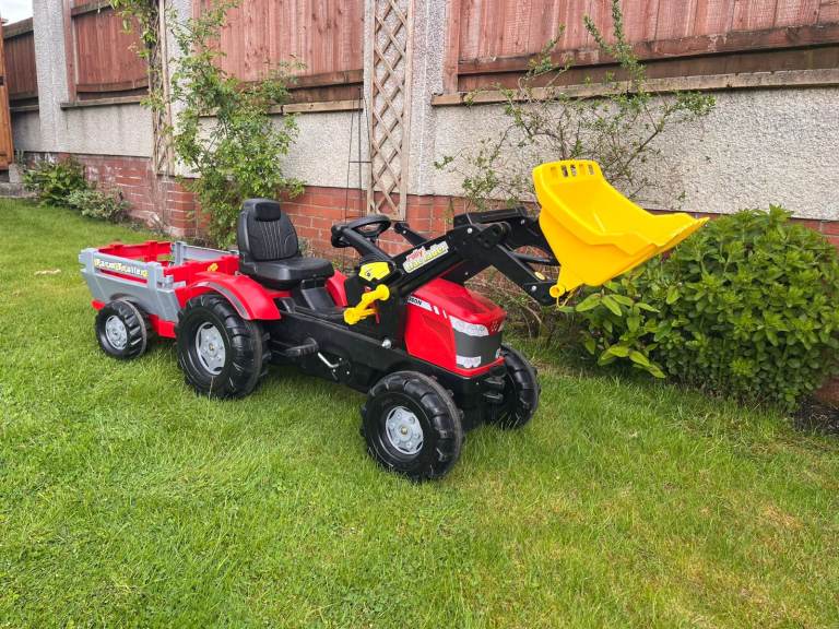 SOLD - Massey Ferguson Kids Ride-On Tractor with Front Loader at trailer for Sale