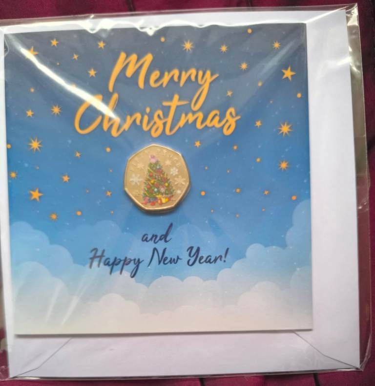 2021 Christmas Tree🎄 Guernsey 50p coloured coin pack ,(2995 mintage!) BUNC. 