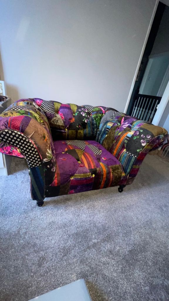 Patchwork chesterfield arm chair 