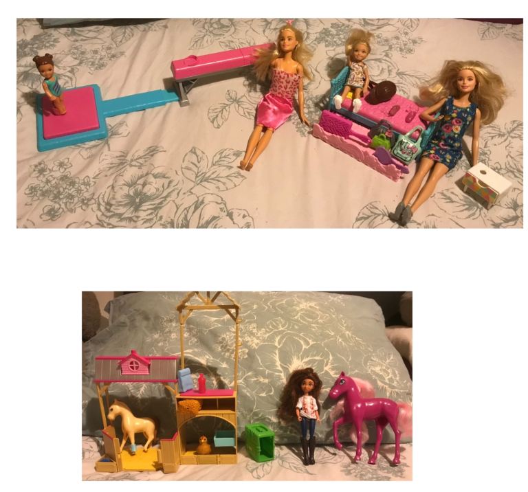 Barbie Gymnastics set,2 barbies& other Barbie set with 2 Barbies & Toy Farm Set!