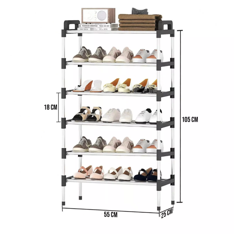 6 TIER SHOE RACK STAND STORAGE SELF ORGANIZER LIGHTWEIGHT COMPACT SPACE SAVING Garage