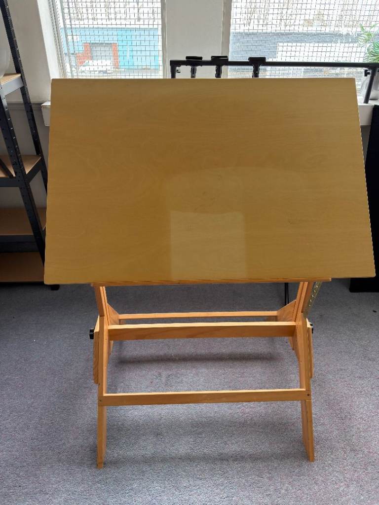 Drafting Table, Adjustable Height & Angle, Solid Pine Wood Drawing Table, Art Table for Adults