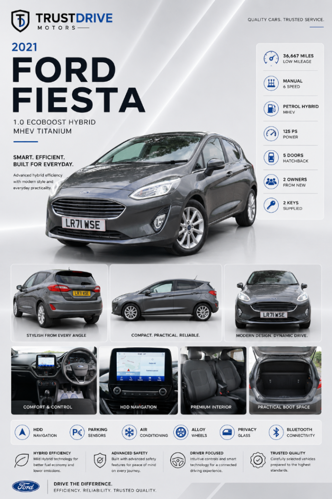 Ford, FIESTA, Hatchback, 2021, Manual, 998 (cc), 5 doors