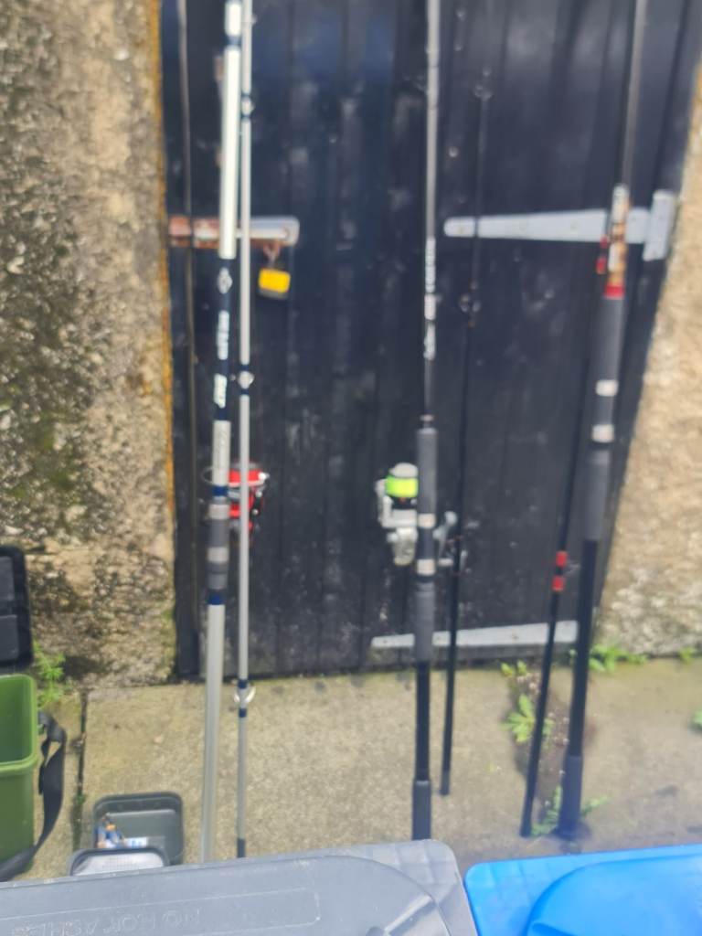 Shakespeare Fishing Rods with Reels and Tackle Box – Good Condition