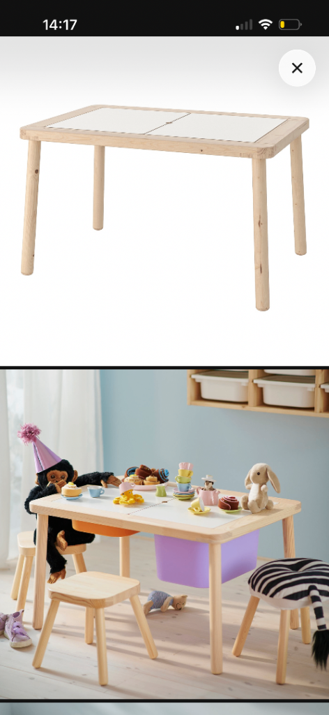 IKEA FLISAT Children's Table with 2 stools and 3 tubs