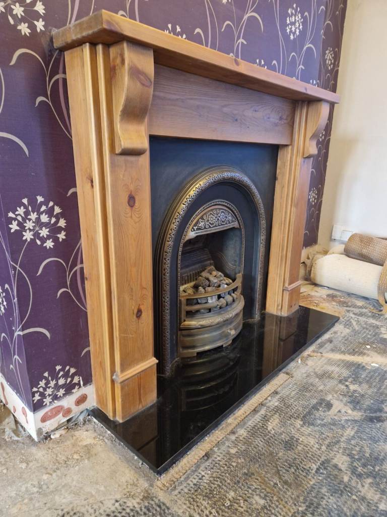 Beautiful fireplace with gas fire