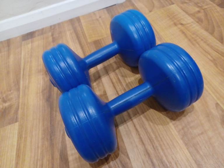2 x 6KG BLUE PLASTIC YORK DUMBBELLS WEIGHTS SET