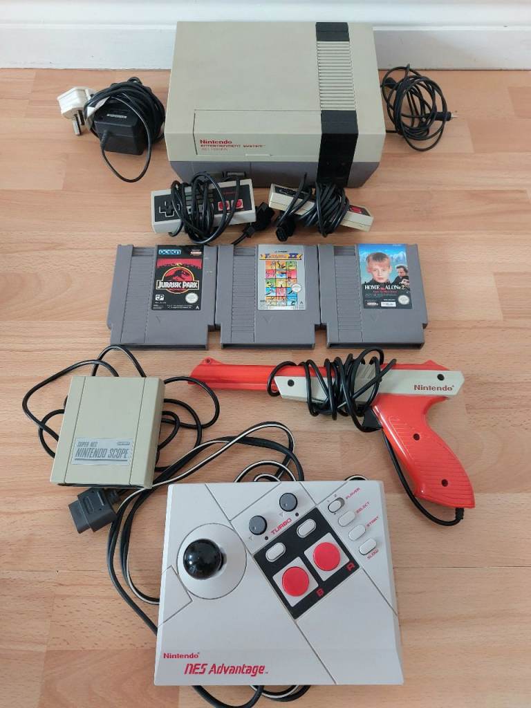Original Nintendo NES with controllers, accessories and games 