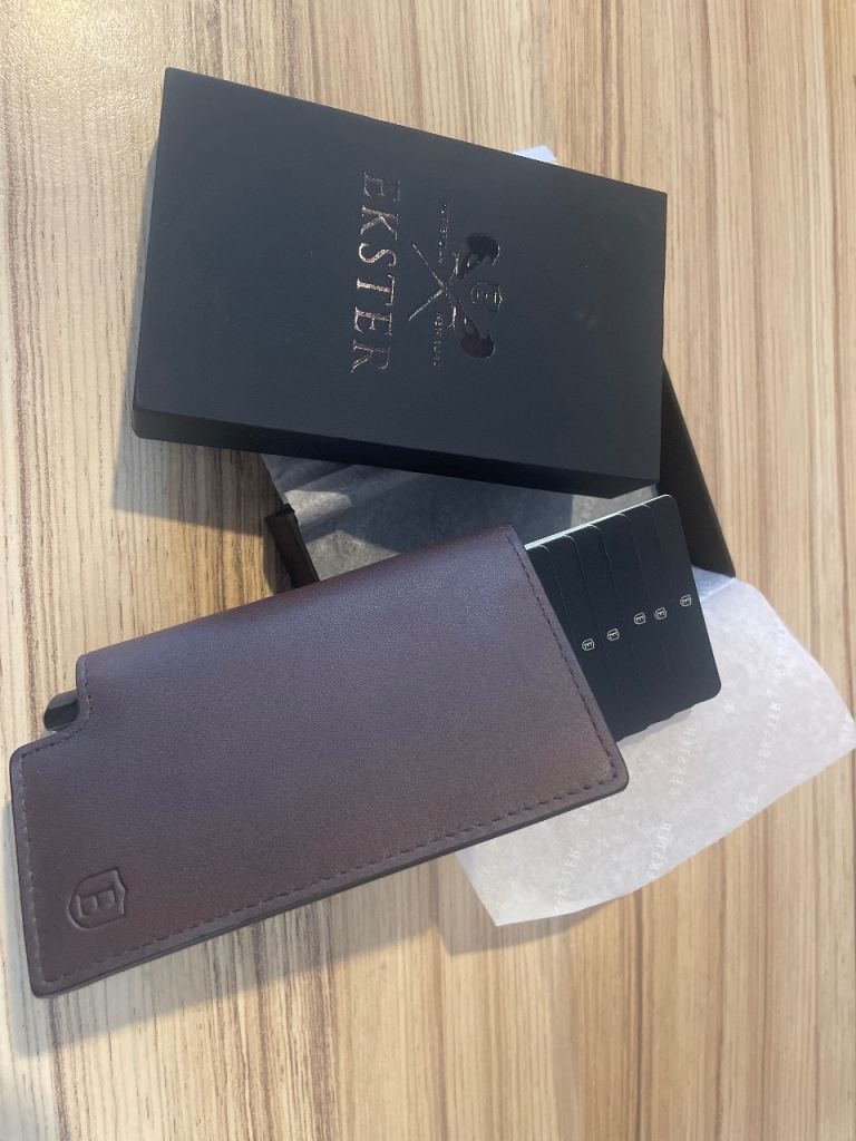 Ekster Leather Card Holder Wallet - Brown, As New