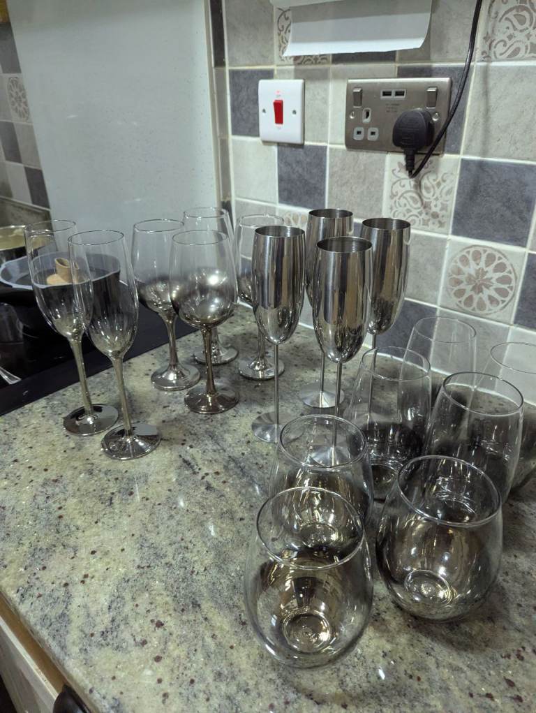 Metal & silver glassware 