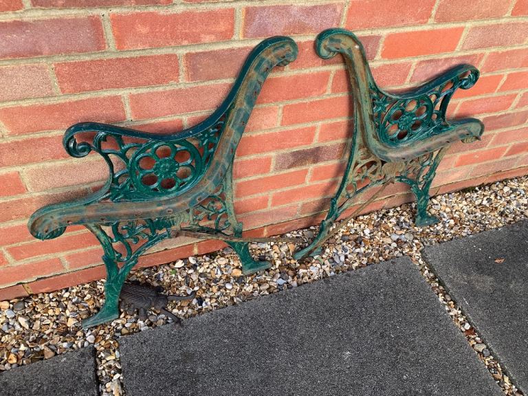 Vintage Cast Iron Garden Bench Ends Patio Furniture Swirl Floral Urn Design Delivery