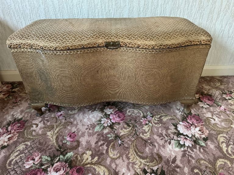 image for Vintage Lloyd Loom style ottoman storage box