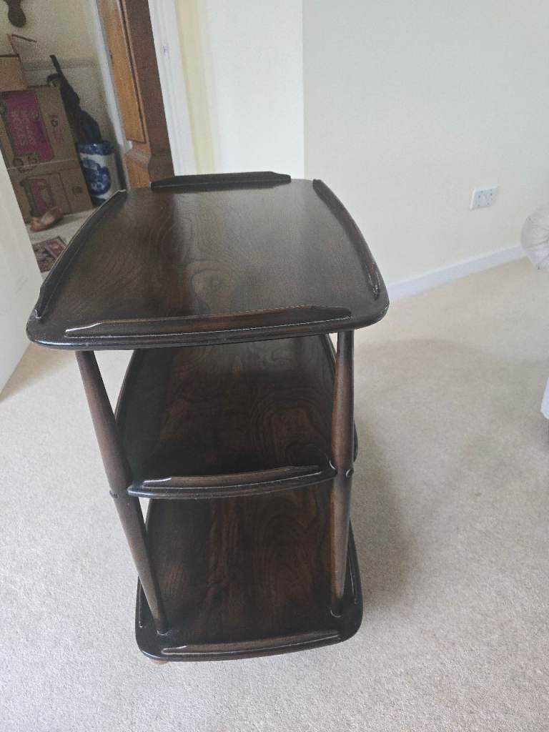 Vintage Dark Wood Ercol Windsor 3-Tier Side Table / Trolley – Good Condition