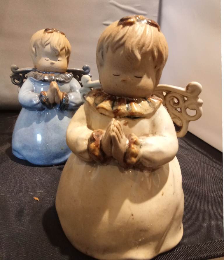 Cute Little Glazed Pottery Praying Angel Ornaments