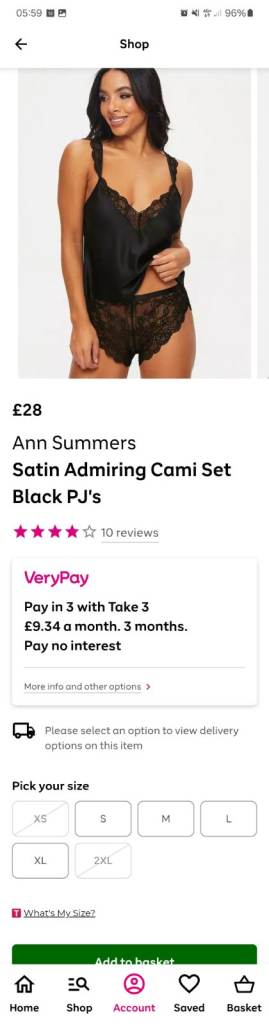 ANN SUMMERS BLACK PJ'S