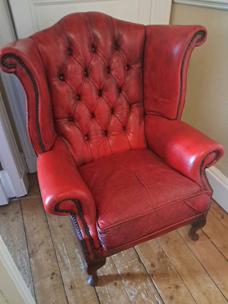 Statement vintage maroon leather Chesterfield chair **fixed price**