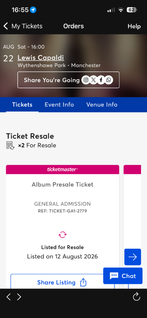 2 x Lewis Capaldi Concert Tickets, 22nd Aug, Wythenshawe Park Manchester