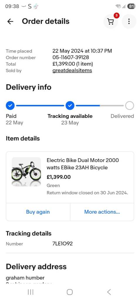 Fat tyre electric bike 