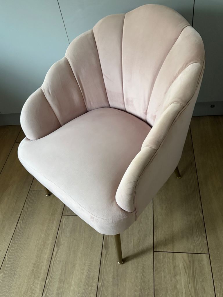 Pink Velvet Scalloped Accent Chair, £40.00 for Sale in Lowestoft, Suffolk