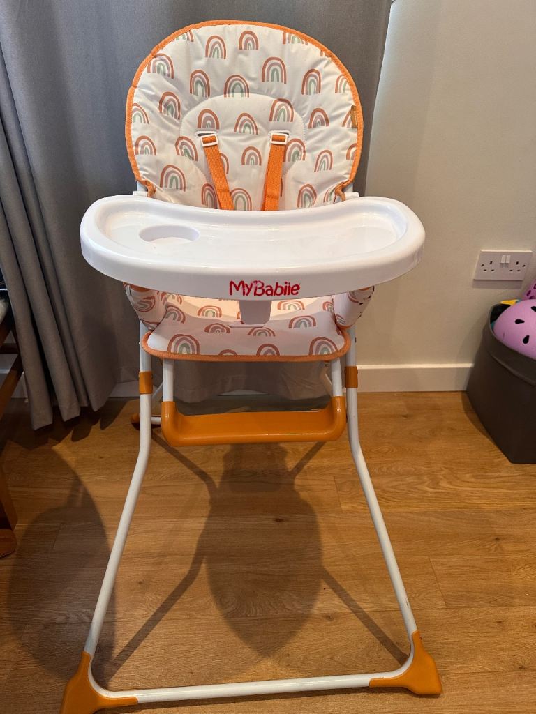 MyBabiie High Chair with Rainbow Design – As Good As New