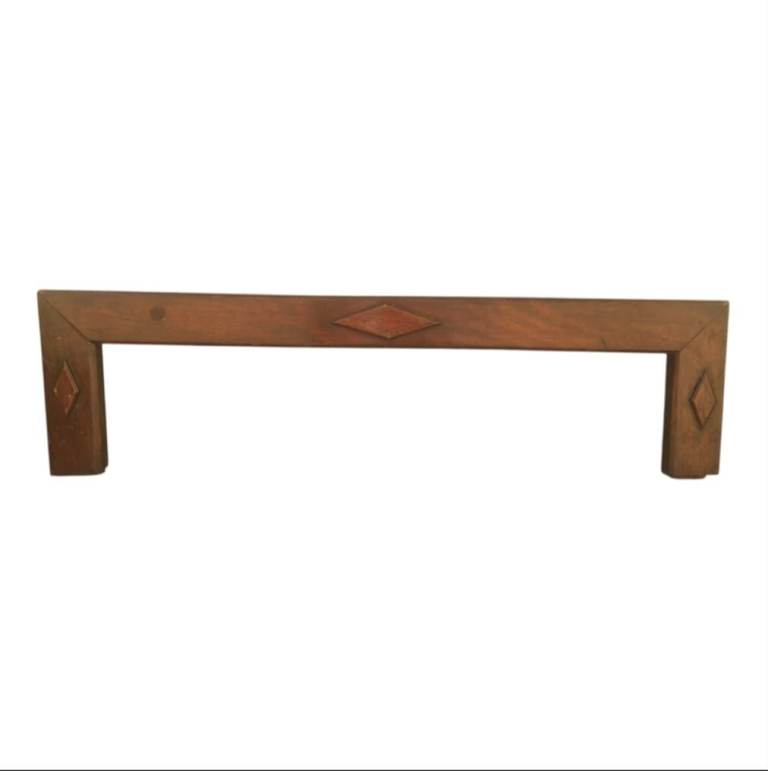 Vintage Antique Wooden Fire Fender Hearth Curb 125cm Carved Diamond Motif