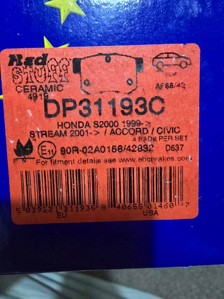 Honda racing brake pads rear set EBC ceramic