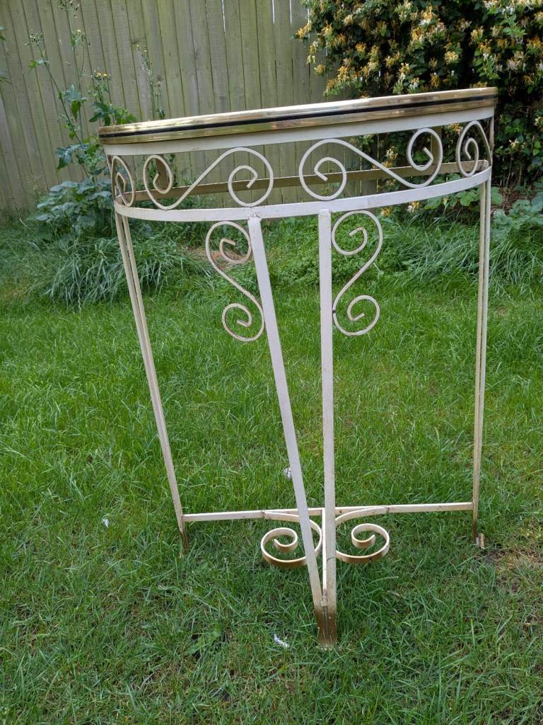 Vintage cast iron hall table with marble top 