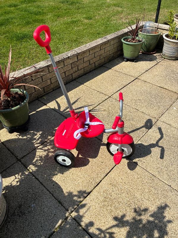 Red Child's Tricycle with Parent Push Handle