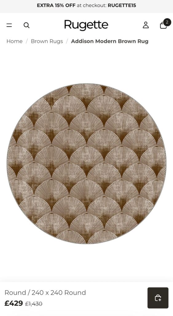 240 cm Brown Round Rug – NEW - NEVER USED