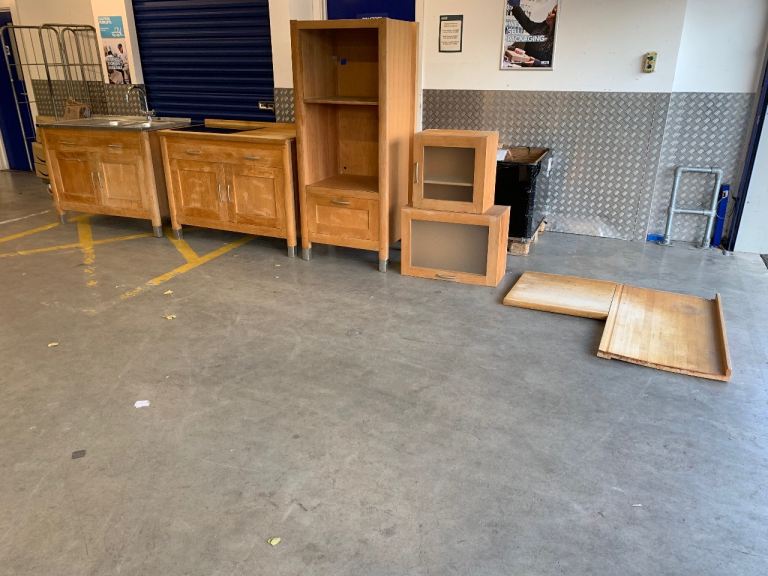 Marks and Spencer freestanding Beech kitchen inc sink and wall units